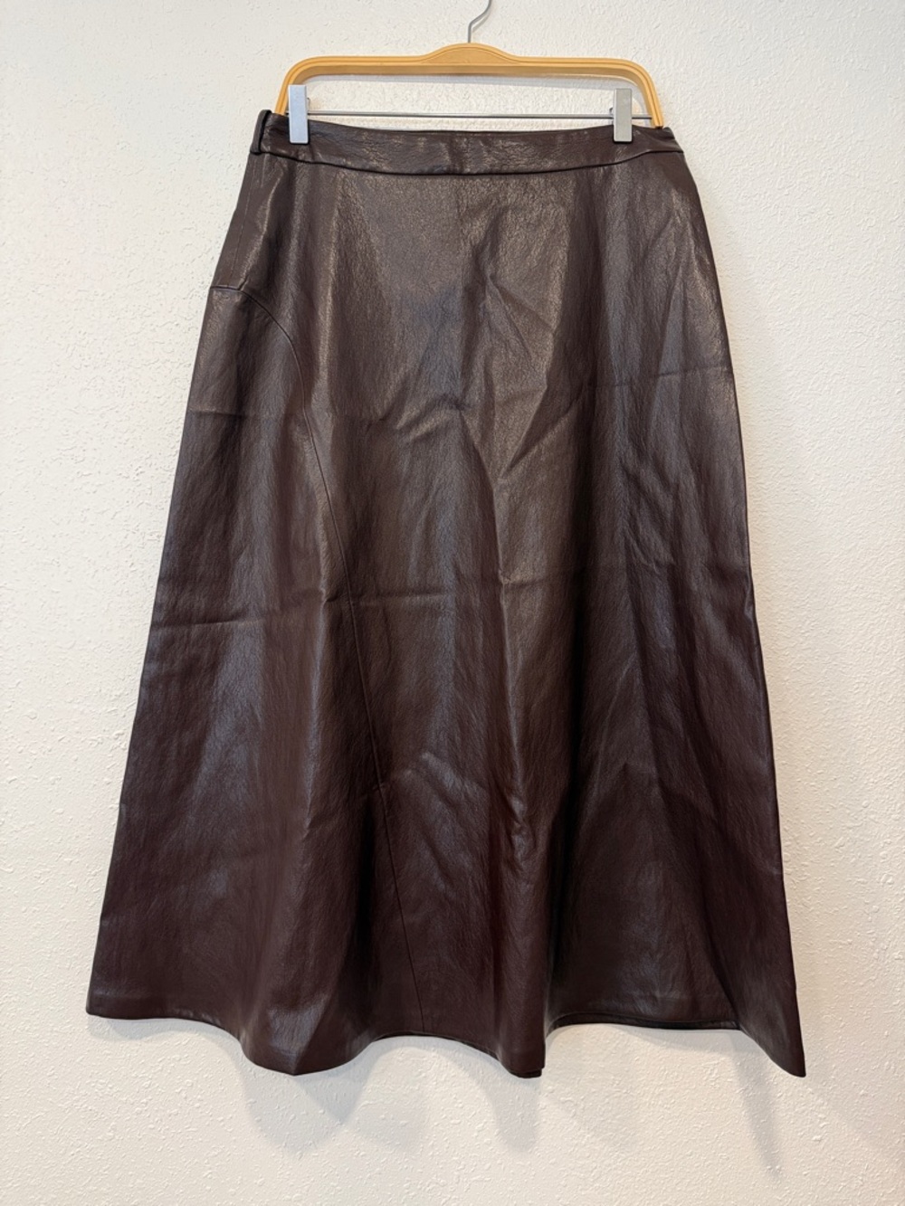 Zara Women's Dark Brown Faux Leather A-Line Skirt